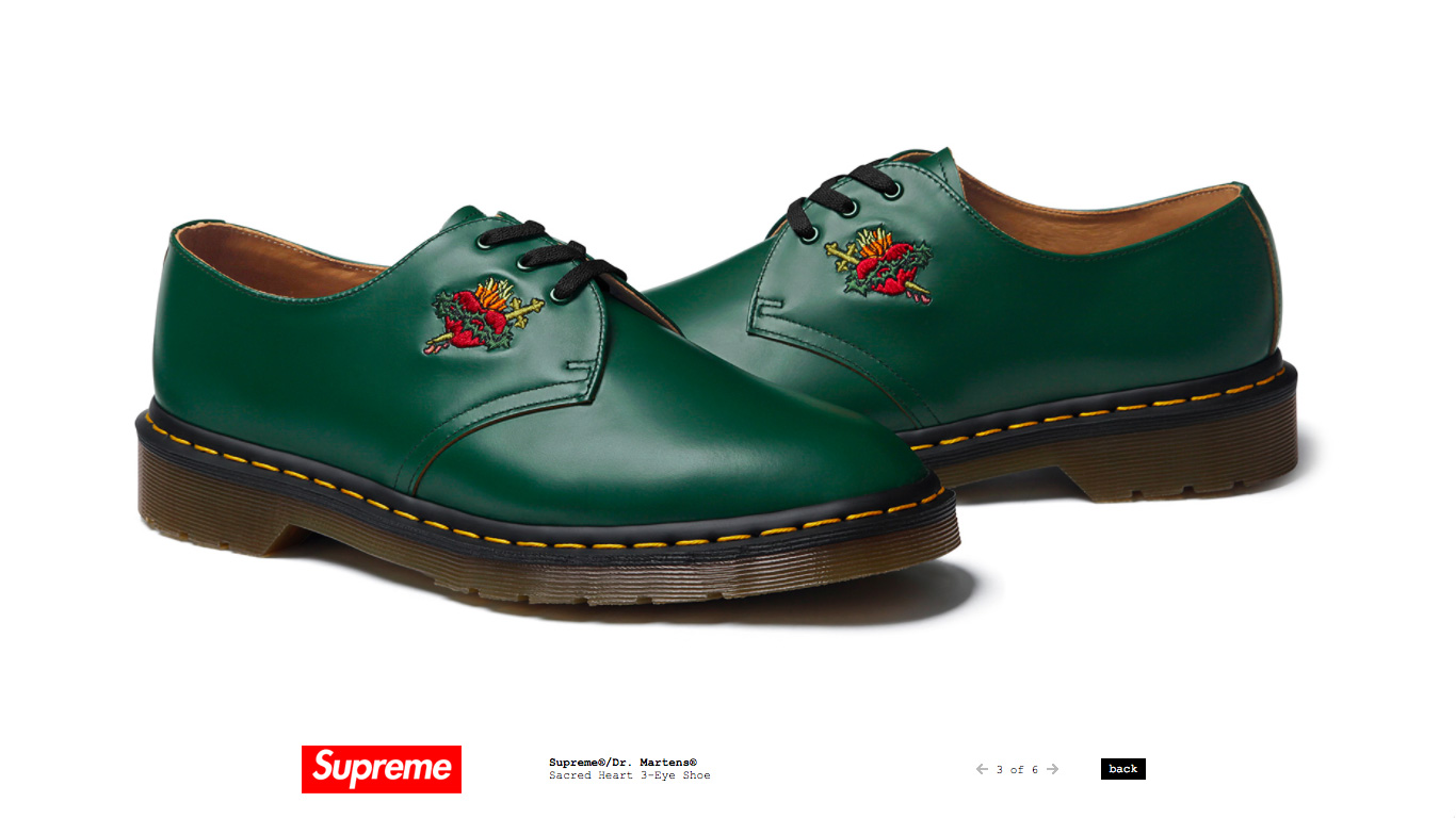 SupSupreme Dr. Martens Sacred Heart 3ホール 緑 - その他