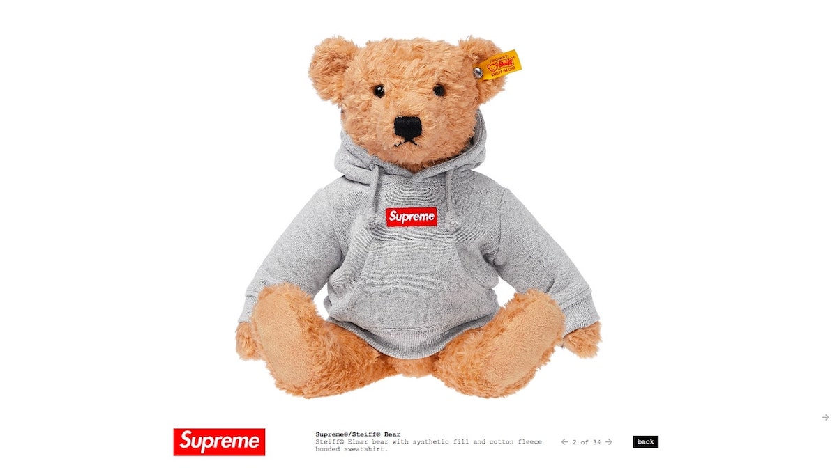 シュプリーム シュタイフ Supreme × Steiff Bear 美品-