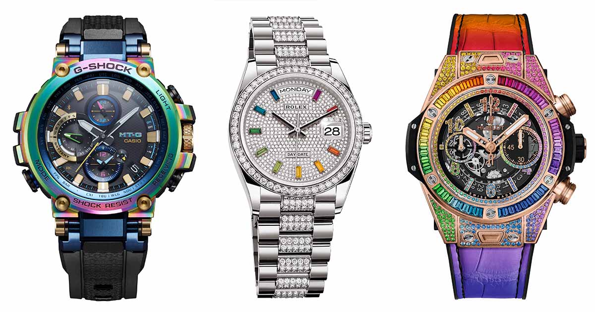 レインボー腕時計 時計にもダイバーシティーを象徴するレインボーカラーの波