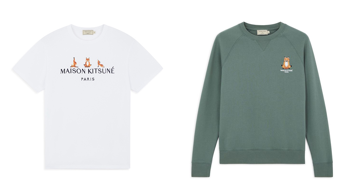 メゾン キツネ」がカプセルコレクションを発売 ヨガポーズを取る