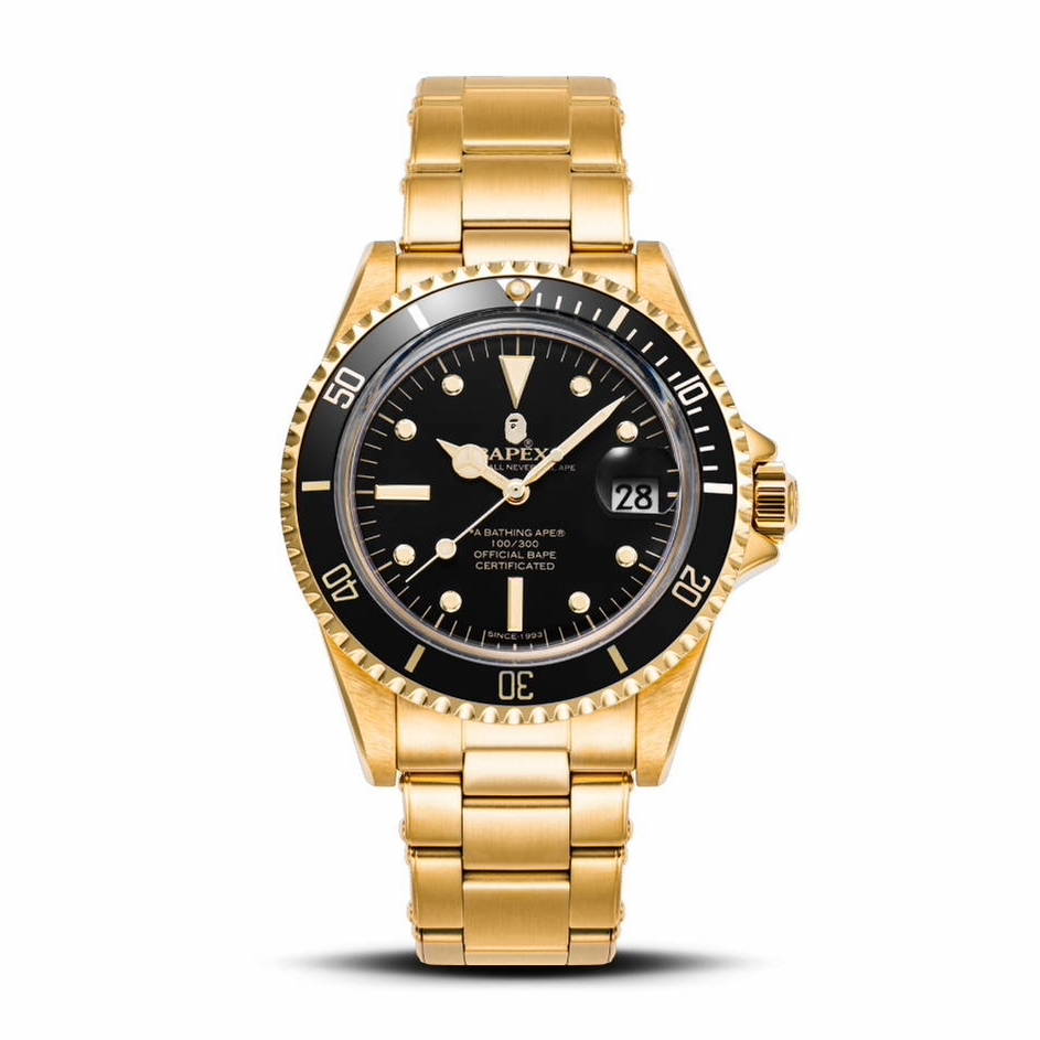 ア ベイシング エイプ®」の新作時計はゴールドカラーケースの
