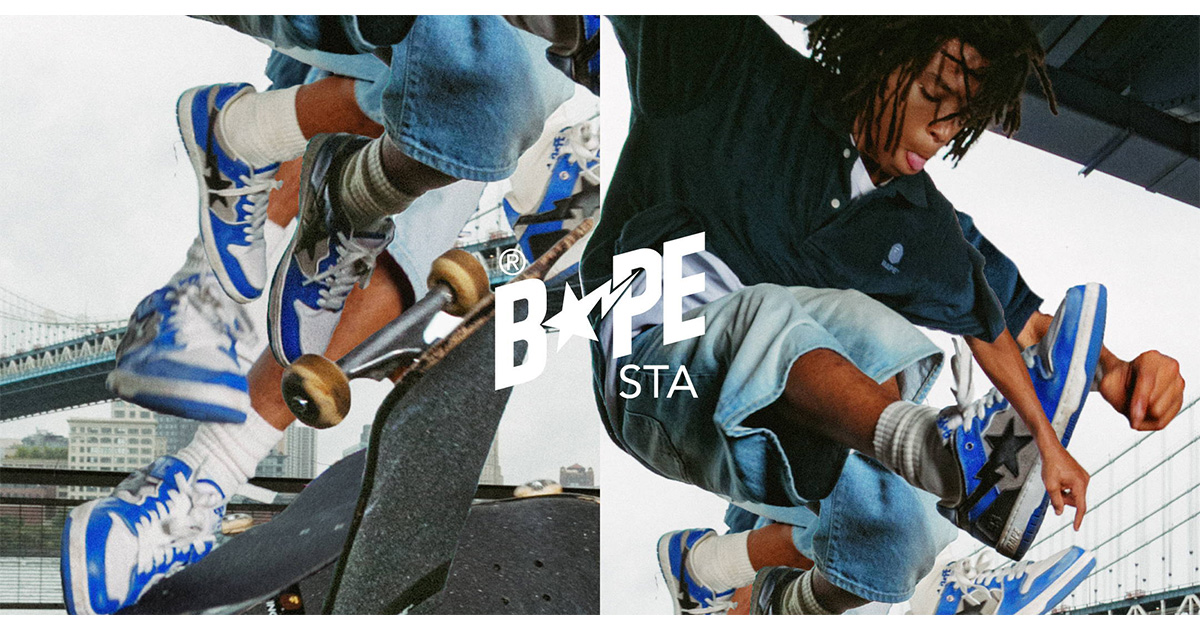 ア ベイシング エイプ®」からスニーカー“スケートスタ”の新作 三原色に