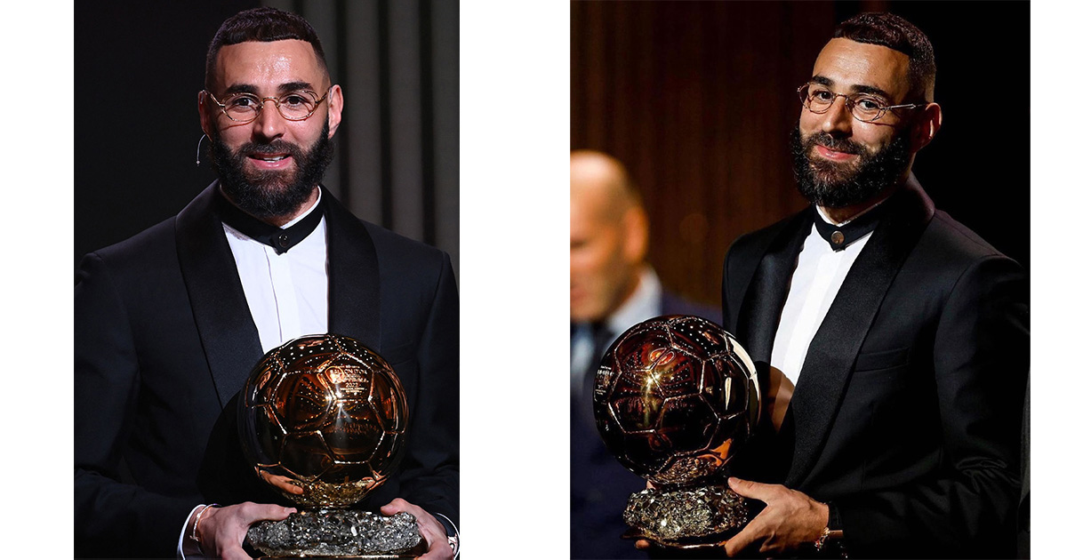 サッカー年間最優秀選手となったカリム・ベンゼマが表彰式に