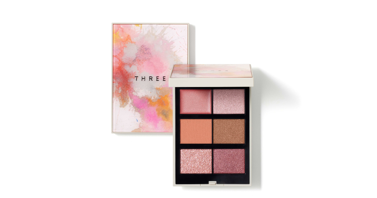 【2023年春コスメ】「THREE」から桜に着想したメイクコレクション　質感とカラーの異なる6色アイシャドウパレット