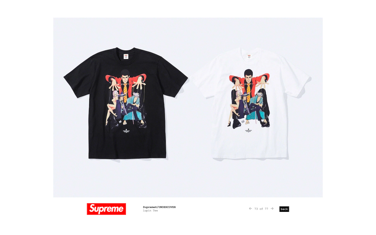 2024国産Supreme × UNDERCOVER ルパン三世 Tシャツ ホワイト L トップス