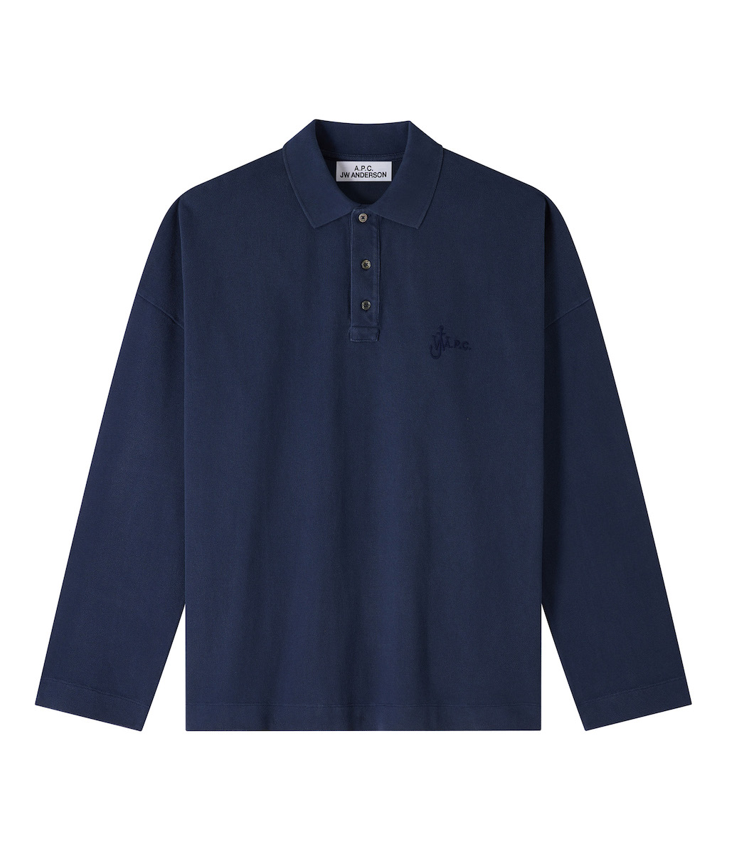 【未使用】A.P.C. x JW Anderson ネイビー 長袖ポロシャツ アー・ペー・セー」と「JW アンダーソン」コラボ ポロシャツや