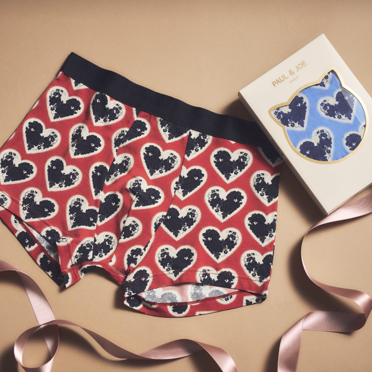 新品】ポール&ジョー PAUL&JOE ハート柄サテンパジャマ（M)オレンジ