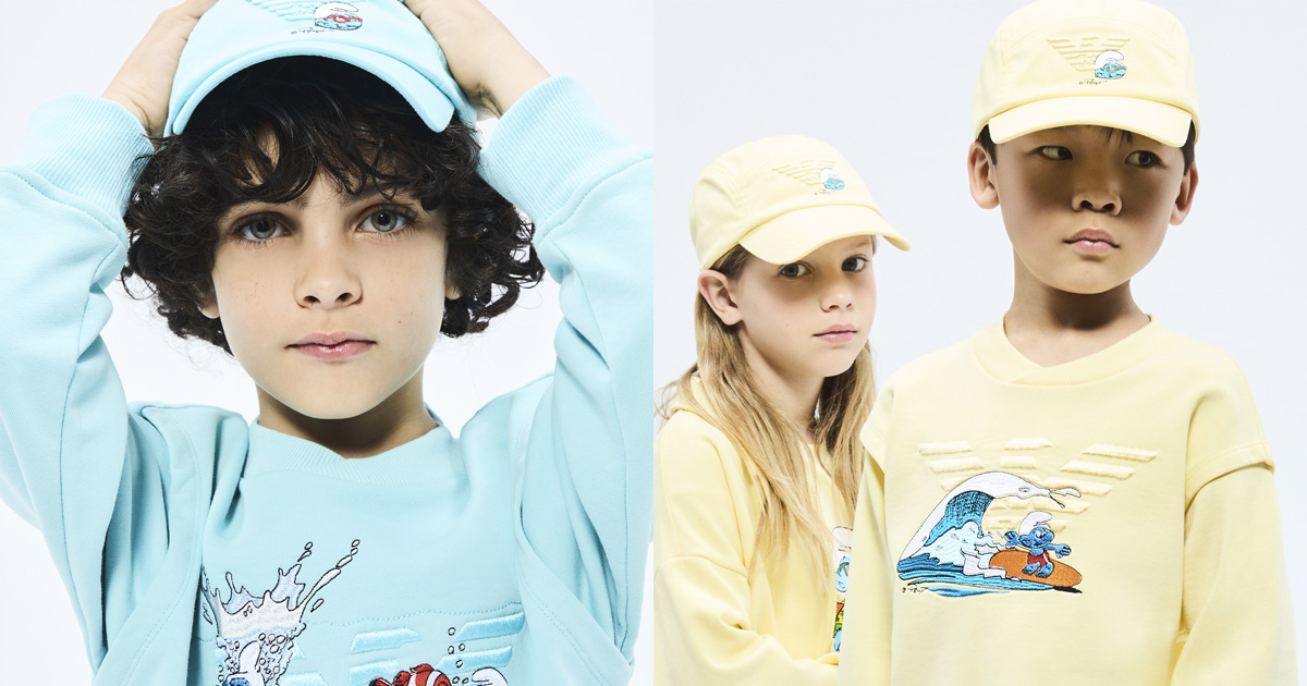 エンポリオ アルマーニ」が「森の妖精スマーフ」とコラボしたキッズ