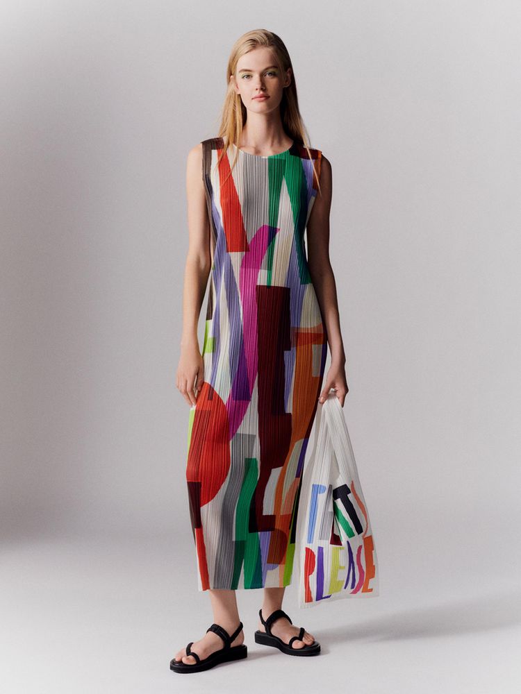 PLEATS PLEASE ISSEY Stockinette knit all-over pattern vest Skirt setup PP14-JE442/PP14-JG446 multicolor 5/5