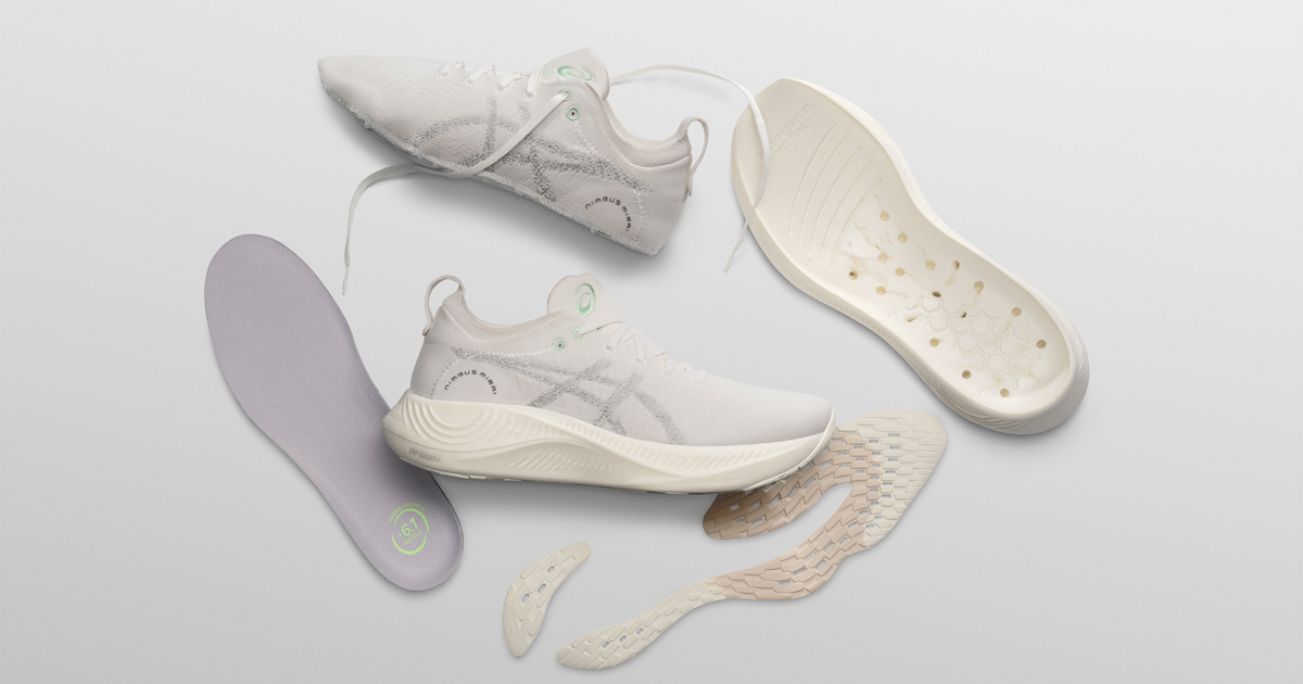 アシックスの“ニンバス ミライ”開発秘話 単一素材化と分解可能な接着を