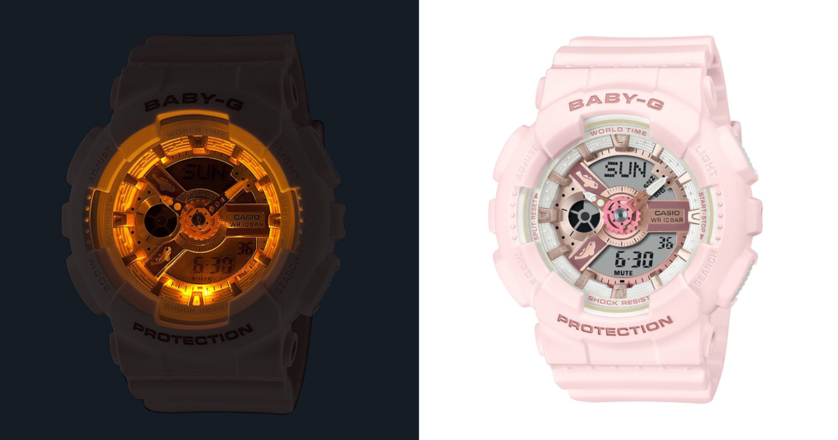 BABY-G」×アクアプラネット ペールピンクカラーの時計でサンゴ BABY-G」×アクアプラネット ペールピンクカラーの時計でサンゴ