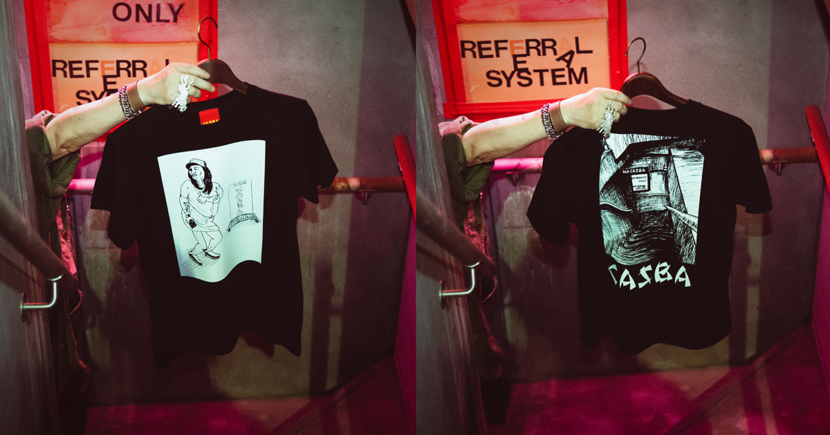 浅野忠信による線画がTシャツに 「カスバ」とコラボで「ハラカド」限定