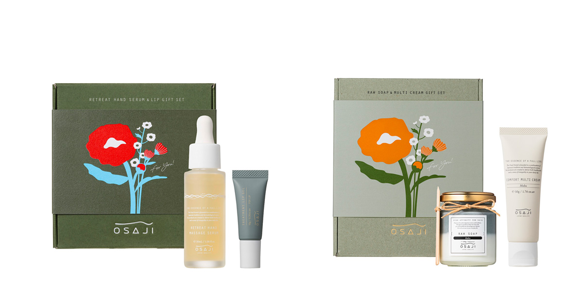 オサジ」から母の日に向けたギフトセット3種が発売 花束をあしらった