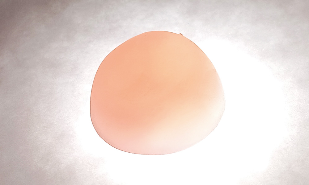 うっすらと桃色になり、グミ下部などはライトを透過している