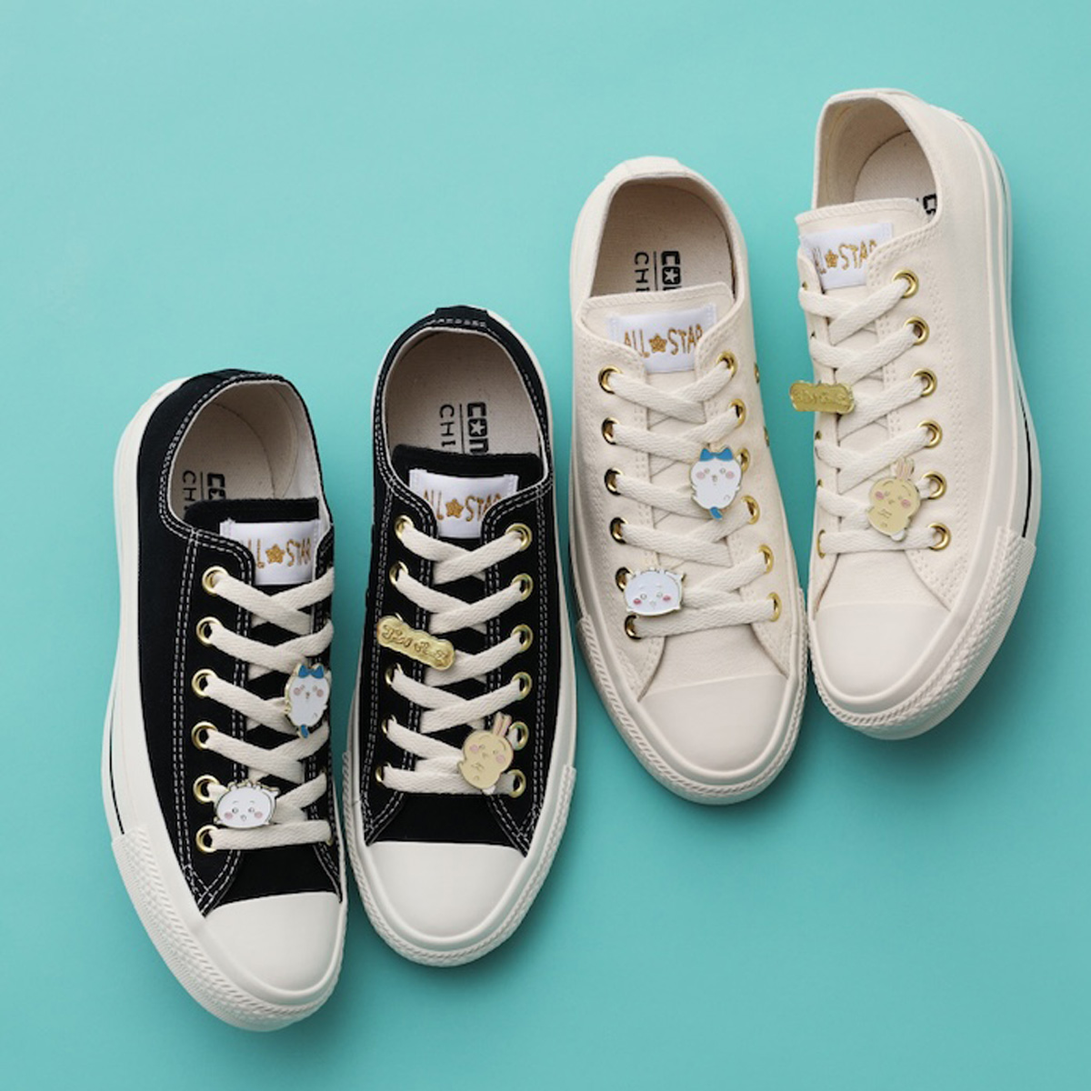 ちいかわ」が「コンバース」と2度目のコラボ 3キャラが仲良く並ぶ2つの
