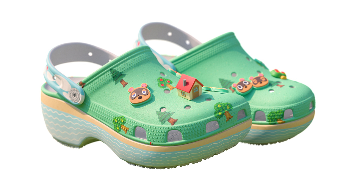 クロックス」がどうぶつの森とコラボ 無人島モチーフのグリーン