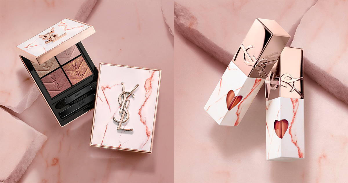 YSL」の人気アイテムがピンクマーブルのパッケージに アイシャドウの