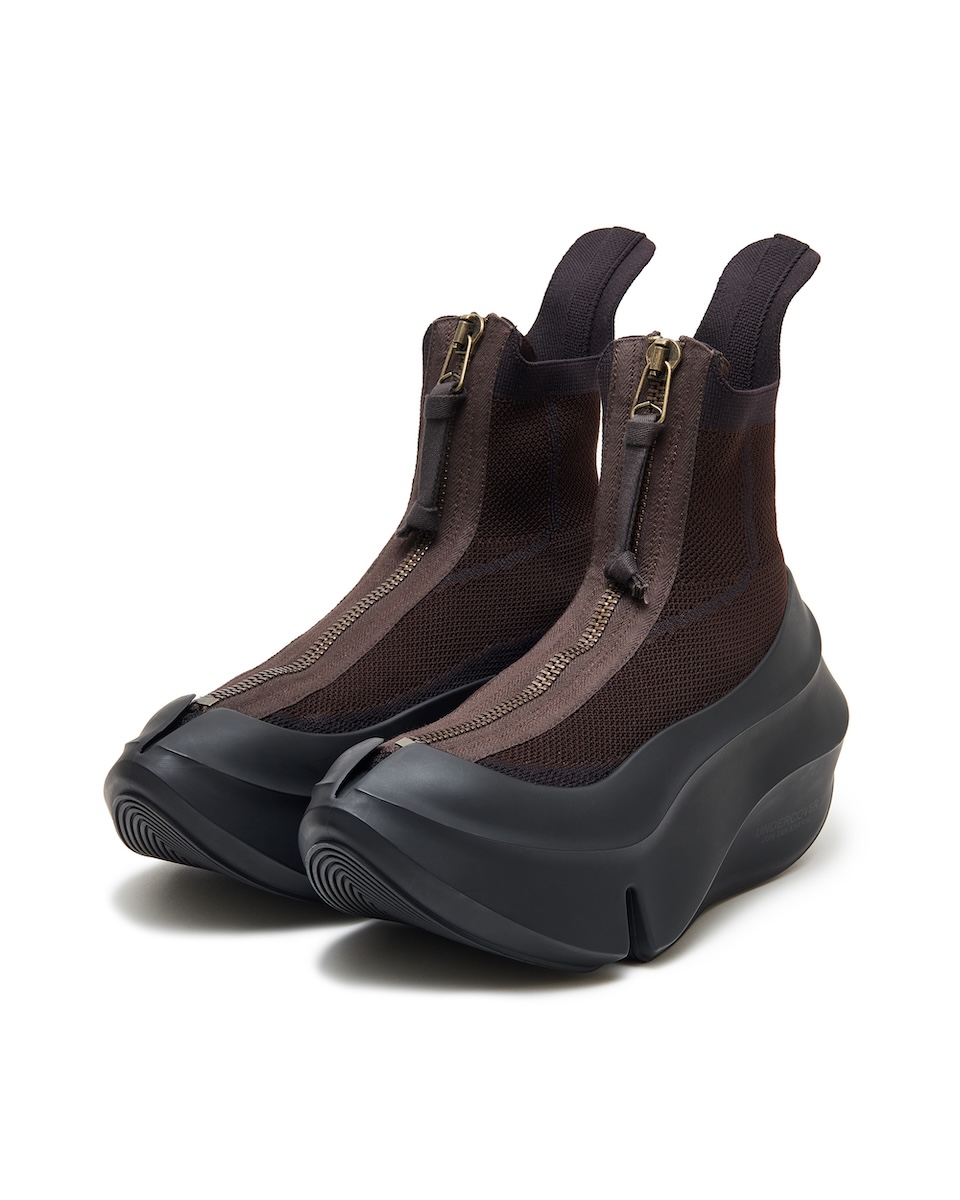 【UNDERCOVER】ブラウン ゴールド ベルベット ロンググローブ　美品 アンダーカバー」×「グラウンズ」 厚底ソールにハイカットの