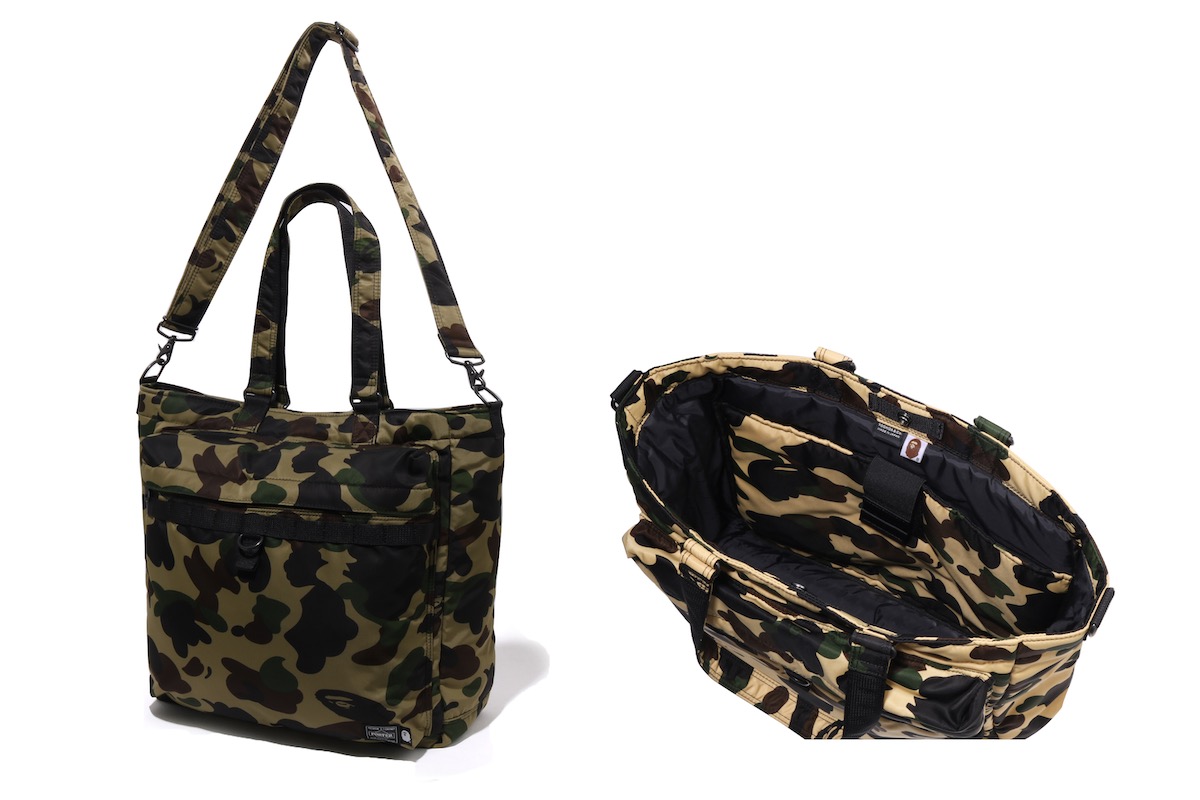 アベイシングエイプxポーターコラボ 1st camoイエロー　小型ボストンバッグ アベイシングエイプxポーターコラボ 1st camoイエロー 小型