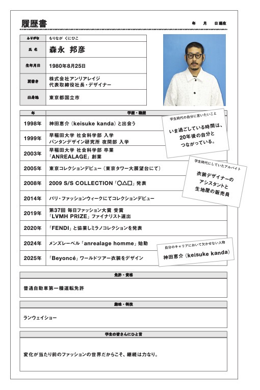 森永邦彦(もりなが・くにひこ)/「アンリアレイジ」デザイナー