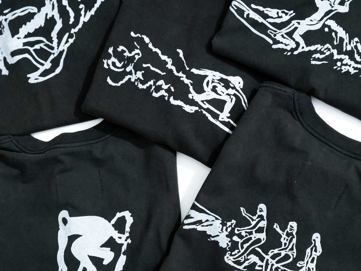 RHCロンハーマン Champion ストライプT 灰紫Mサイズ　別注 RHC ロンハーマンが「チャンピオン」別注Tシャツを発売