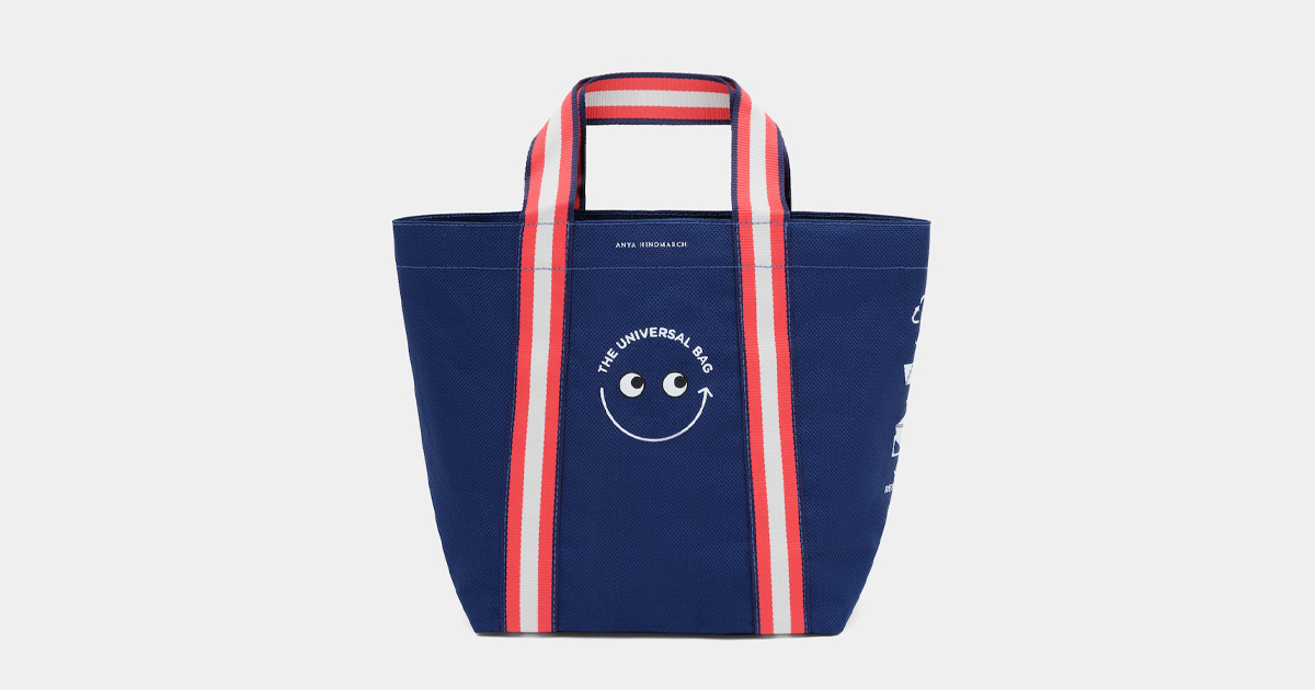 【新品】アニヤハインドマーチ　ユニバーサルバッグ　完売品　ミニサイズ アニヤ・ハインドマーチ」×明治屋ストアー 限定デザインの