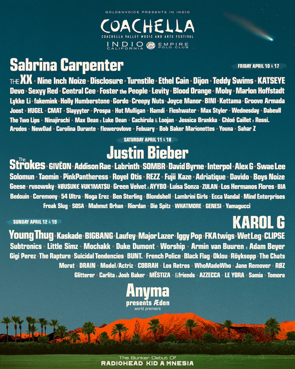 「コーチェラ 2026 」のラインアップ 画像は公式サイトから