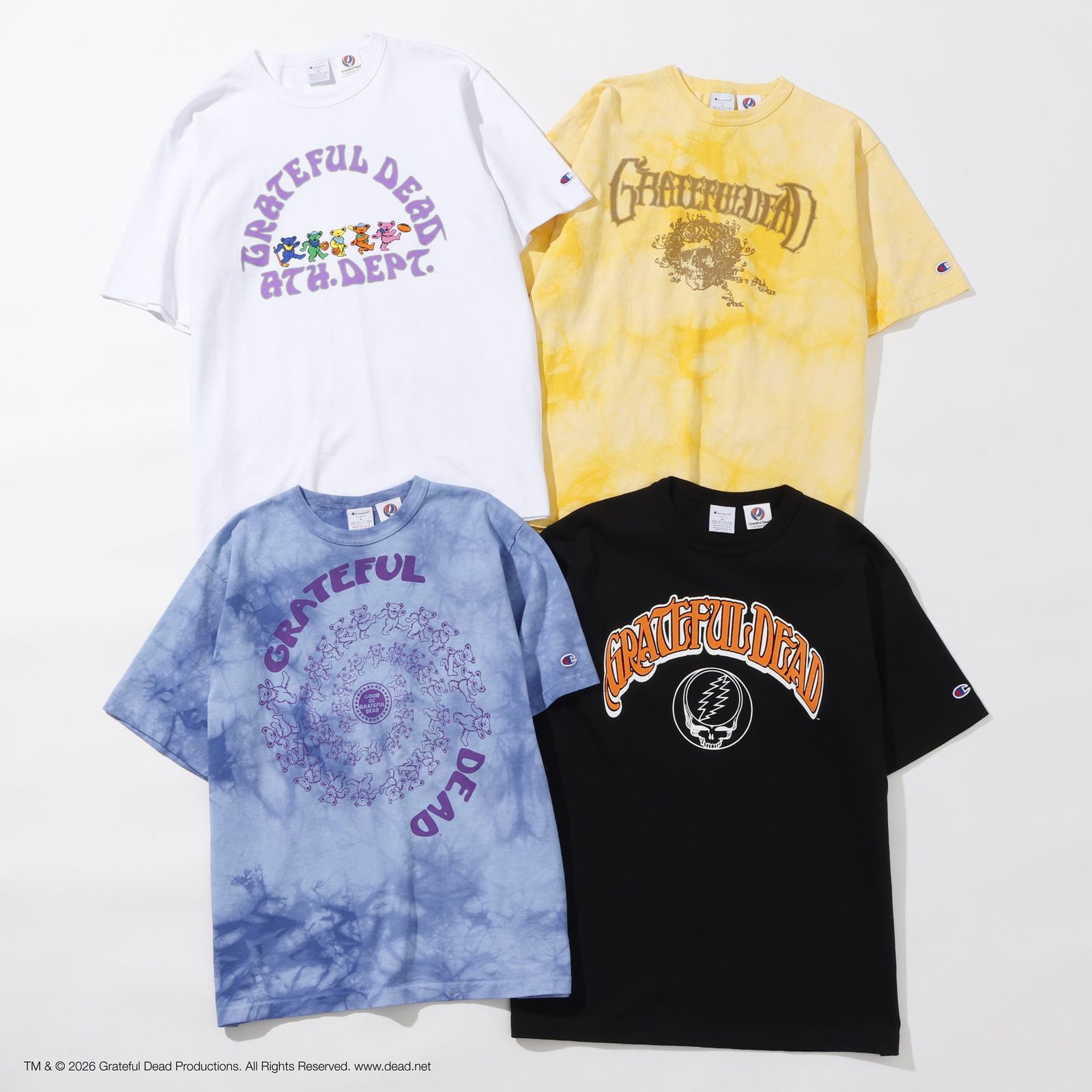 チャンピオン」が「グレイトフル・デッド」のTシャツ発売 “ティーテン