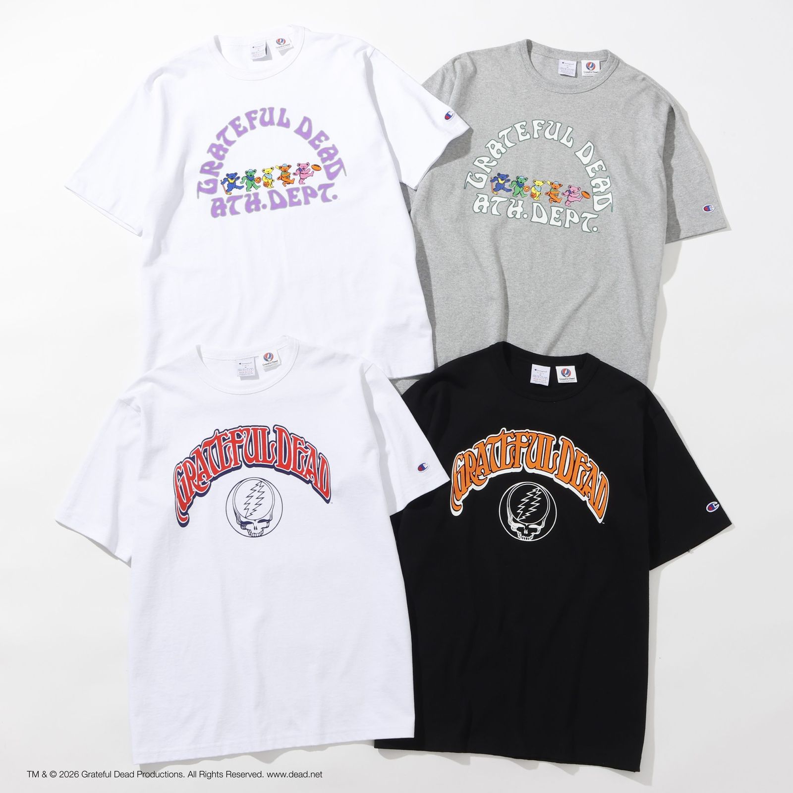 チャンピオン」が「グレイトフル・デッド」のTシャツ発売 “ティーテン