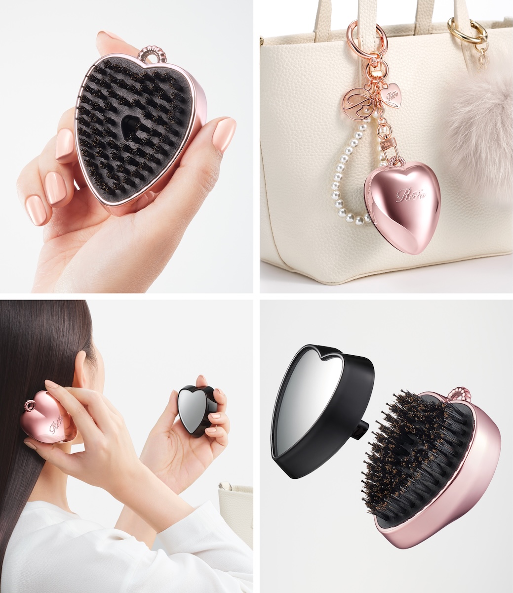 ハート型レザーケース クロスチャーム付きHANAロゴ入りヘアブラシ【新品未開封】 リファ」のハート型ヘアブラシがチャーム型に ヘアコームの新色