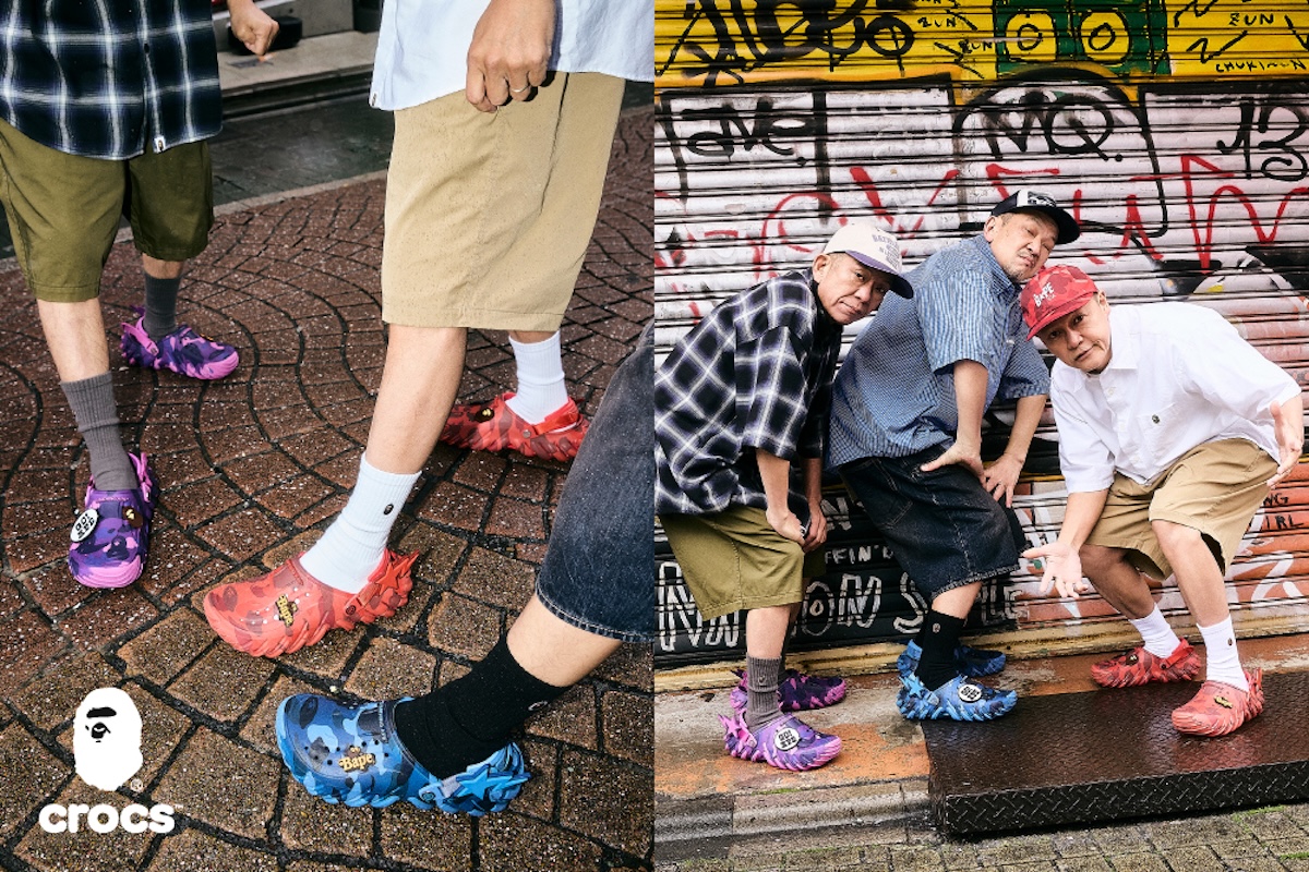 ア ベイシング エイプ®」が「クロックス」とコラボ ビジュアルには