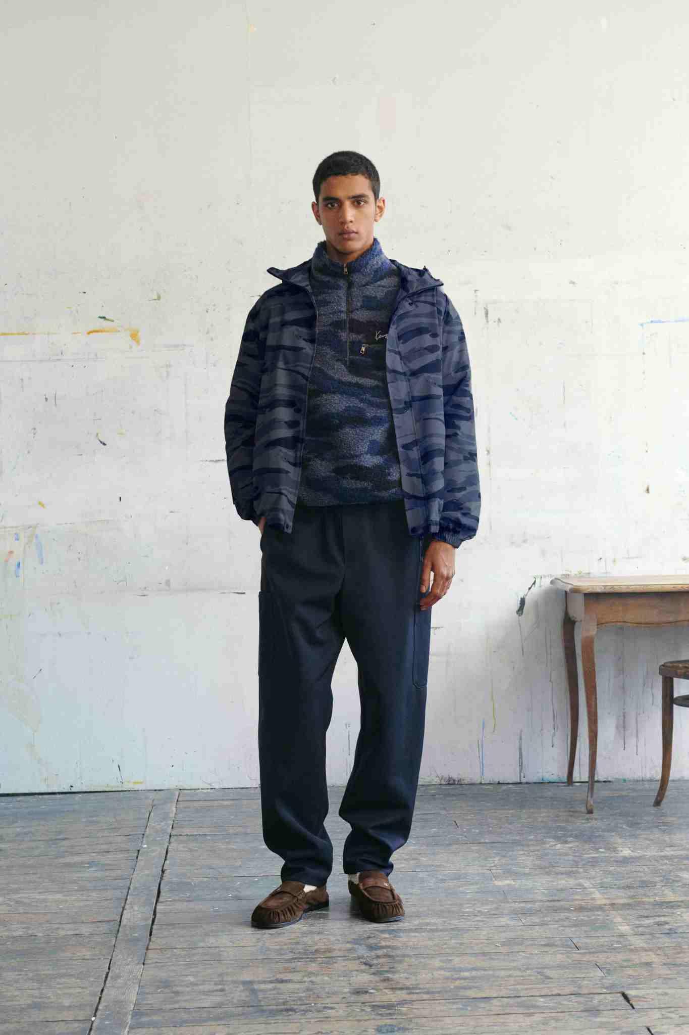 未使用　KENZO ケンゾー ノーカラーロングコート キャメル アンゴラ混ウール ルック】「ケンゾー」2027年プレ・スプリング・コレクション