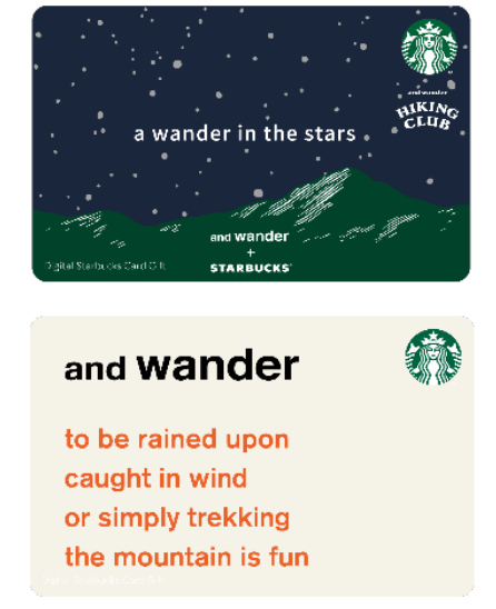 and wander + STARBUCKS デジタル スターバックス カード